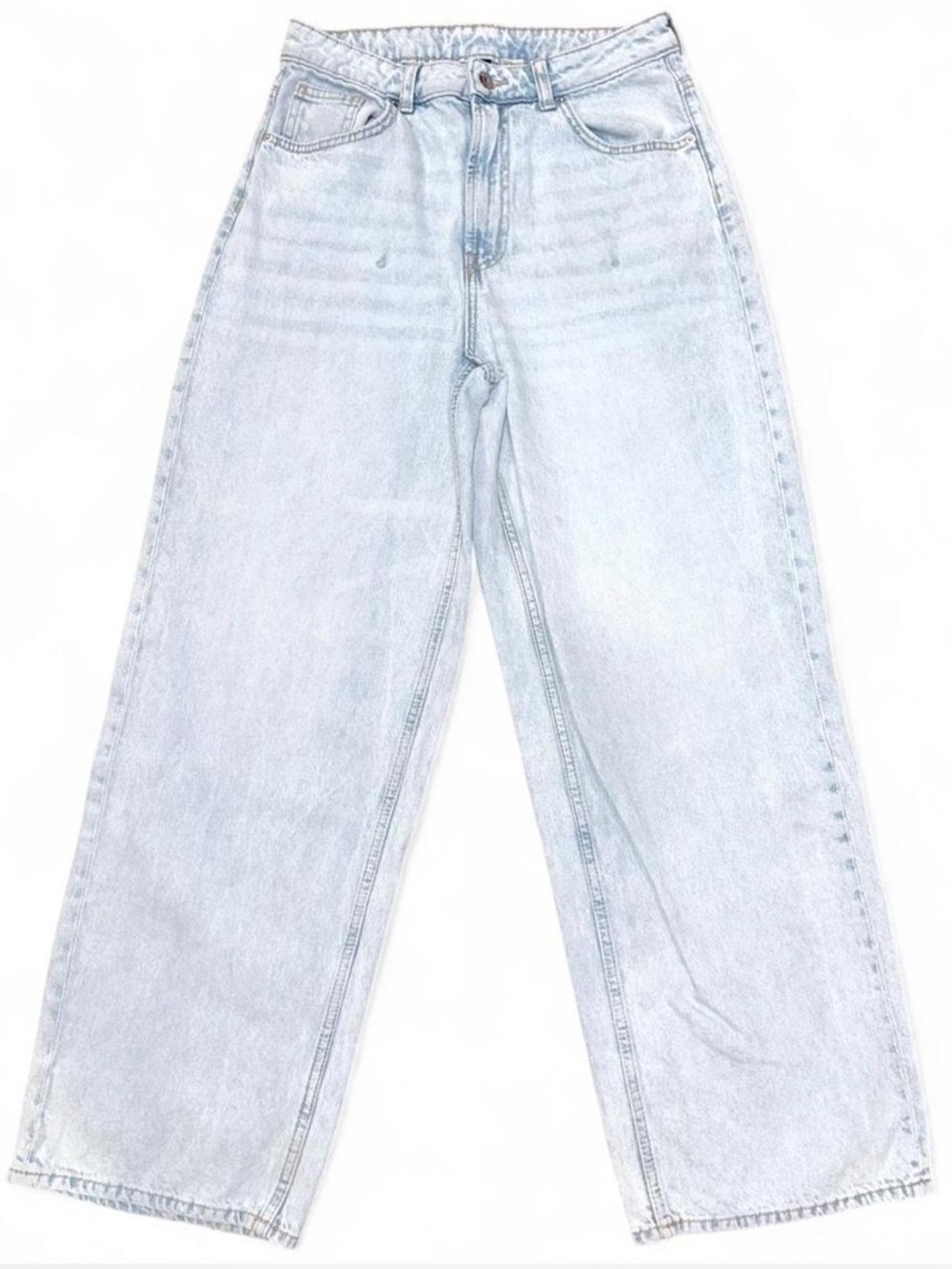 H&M Baggy Wide Leg High-Rise Jeans in Light Denim Blue Size 4
